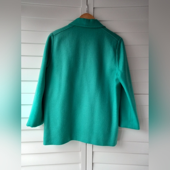 Vintage Canda Pure New Wool Jacket Blazer Jade Green Pockets Size 10 - Picture 10 of 13